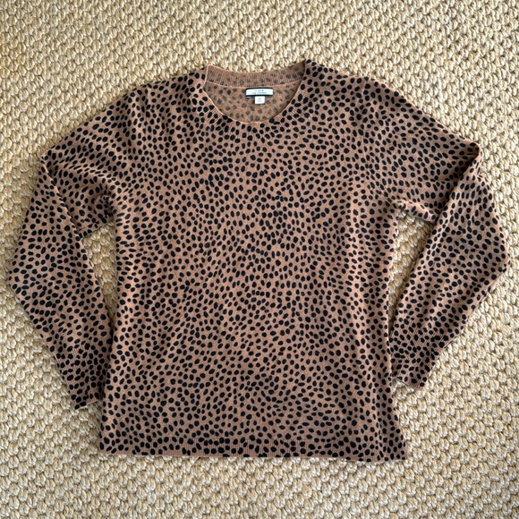 🖤HOST PICK🖤NWOT J. Crew brown and black animal print 💯 Cashmere Sweater - medium - Picture 1 of 5